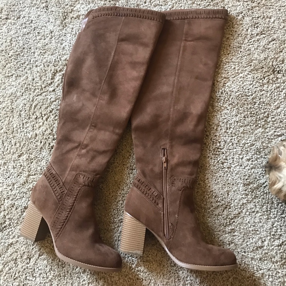Brown knee high boots